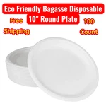 (100/COUNT) Eco-friendly 10'' Disposable Bagasse Pfas Free Round Plates, White New. Price: $29.99.
