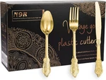 N9R 300PCS Gold Plastic Silverware Dinnerware Flatware- Heavyweight New. Price: $56.17.
