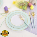 Wdf Mint Green Plastic Plates Gold Silverware 30 Guest New. Price: $71.79.