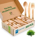 100% Compostable Cutlery Set - 300 Pieces Wooden Utensils 120 Fo... New. Price: $32.58.