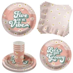 Five Is Vibe Groovy 5TH Birthday Party Supplies Set Plates Cups And Napkins... New. Price: $31.07.