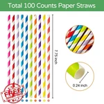 Paktalk 100PK Purple Paper Drinking Straws 0.24"X7.75" New. Price: $32.00.