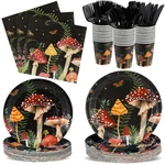 175 Pcs Mushroom Party Supplies Plates And Napkins Tableware Set Disposable D... New. Price: $41.77.