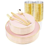 Liyh 180PCS And Gold Plastic Plates,pink Include Din... New. Price: $51.30.