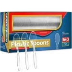 360 Count Clear Plastic Heavy Duty, Premium Disposable Spoons, New. Price: $32.29.
