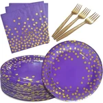 Wxldghq Purple And Gold Party Decorations 7+ 9, Dot Paper Plate New. Price: $21.92.