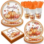 Autumn Harvest Thanksgiving Party Supplies Set - Disposable Dinnerware For 24 New. Price: $59.06.