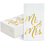 Juvale Wedding Napkins & Mrs - 4 X 8 In, Inches, Golden White New. Price: $18.50.