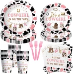 Xigejob Western Cowgirl Baby Shower Plates And Napkins Decorations Tableware New. Price: $25.57.