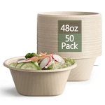 Large Disposable - Heavy Duty Paper Bowls Made From Sugarcane And Bamb... New. Price: $23.99.