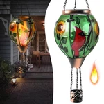 Hot Air Balloon Solar - Cardinal Bird Glass Lantern, Simulated Flickerin New. Price: $61.02.
