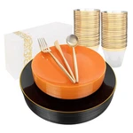 Mirthmood 210PCS And Orange Plastic Plates,black Disposable. Price: $50.22.