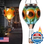 Hot Air Balloon Solar - Sunflower Glass Lantern, Simulated Flickering & New. Price: $65.43.
