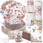 Sinmoe 400 Pcs Spring Plates Napkins Disposable Dinnerware Set Multicolor Bird New. Price: $19.73.
