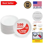 100 Pack Recyclable 6-INCH White Paper Plates Perfect For Events & Picnics New. Price: $12.76.