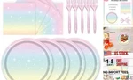 72 Pcs Pastel Paper Plates 7IN Disposable Birthday Dessert Rainbow New. Price: $17.50.