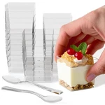 Exquisite Mini Dessert Cups With Spoons 200 Pcs - 3.1 Oz Square Plastic New. Price: $23.44.
