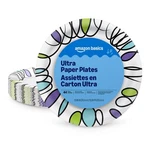 Amazon Basics Ultra Paper Plates, 10 Inch, Disposable, 44 Multicolor New. Price: $8.65.
