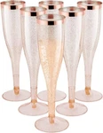 Disposable Champagne FLUTES,6PC Rose Gold Glitter With Rim Plastic ... New. Price: $15.36.