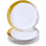 Silver Spoons Elegant White Disposable Plastic Dinner Plates With Brushed Gol... New. Price: $15.53.