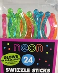 Vintg Amscan Neon Swizzle Sticks Asst Colors &sizes Glows Black Light 24 Pcs New. Price: $12.99.