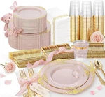 350PCS Pink Plastic Plates - Dinnerware Sets For Guests 100 New. Price: $127.99.