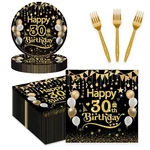 75PCS 30TH Birthday Plates And Napkin Set, Black Gold Adult Happy 25... New. Price: $17.09.