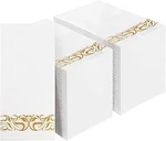 Bestvip 200 Pack Disposable Paper Napkins, 3-PLY Dinner With Gold Trim F New. Price: $37.69.