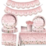 142PCS Pink Rose Gold Birthday Party Supplies - Tableware... New. Price: $28.68.