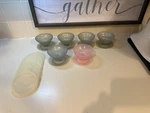 Vintage Tupperware Dessert Cups 754-7 With Lids Grey, 1 Pink Used. Price: $17.49.