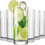 Drinking Set Of 6, 16OZ Crystal Highball Glasses, Clear Tall Cups, New. Price: $26.58.