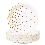 White And Gold Party Supplies Dot Paper Dessert Plates 50COUNT New. Price: $16.70.