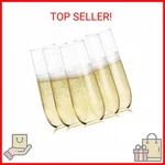 Prestee 24 Plastic Champagne Flutes - 9OZ Heavy Duty Stemless Glasses New. Price: $35.99.