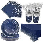 Serve 25 Guests Navy Blue Plates And Napkins Party Silver New. Price: $31.25.