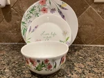 Royal Norfolk Live Life Full Bloom Salad Plate Dinner And Bowl Used. Price: $10.00.