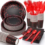 560 Pcs Black And Red Party Supplies For 80 Guests - Disposable Dinnerware Se... New. Price: $77.79.