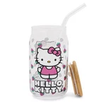 Sanrio Hello Kitty Strawberry 16-OUNCE Glass Tumbler With Bamboo Lid And New. Price: $13.99.