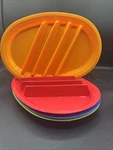 Set 4 Crofton Taco Plates-red, Orange, Blue, Green-hard Plastic Used. Price: $10.99.