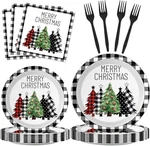 96-PIECE Buffalo Plaid Christmas Tree Tableware Set Plates, Napkins, Forks New. Price: $30.58.
