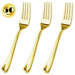 50 Piece Gold Plastic Forks, Reusable & Recyclable, Elegant Utensils By Jl Prime New. Price: $10.99.