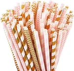 Alink Biodegradable Paper Straws, 100 Pink Count (pack Of 1), Gold + New. Price: $14.24.