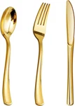 150PCS Gold Plastic Silverware Disposable Cutlery Forks Spoons Knives Party New. Price: $21.94.