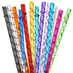 Alink 12-PACK Reusable Plastic Clear Swirl Straws, 13" Inch, Colorful New. Price: $10.52.