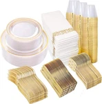 I00000 50 Guests Clear Gold Plastic Plates, Disposable Dinnerware Set In... New. Price: $59.57.