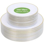 Moretoes 100PCS White Gold Plastic Plates Disposable,party With New. Price: $37.57.