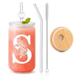 Personalized Gifts For Women, Initial Glass Cup With Lid And Straw, Persona... New. Price: $17.21.