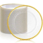 Clear Charger Plates Gold Beaded Rim 13 Inch Decorative Wedding Dinner Table New. Price: $109.99.