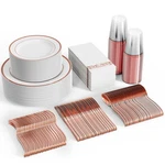 350 Ct Disposable Dinnerware Set For Guests -heavy Duty Plastic Plates Wit... New. Price: $77.45.