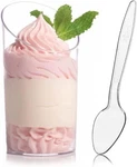 Zezzxu 25 Pack Mini Dessert Cups With Spoons, 2.2 Oz Plastic Small Clear New. Price: $17.83.