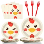 Gisgfim 96 Pcs Chicken Birthday Party Supplies Paper Plates Napkins Red New. Price: $27.46.